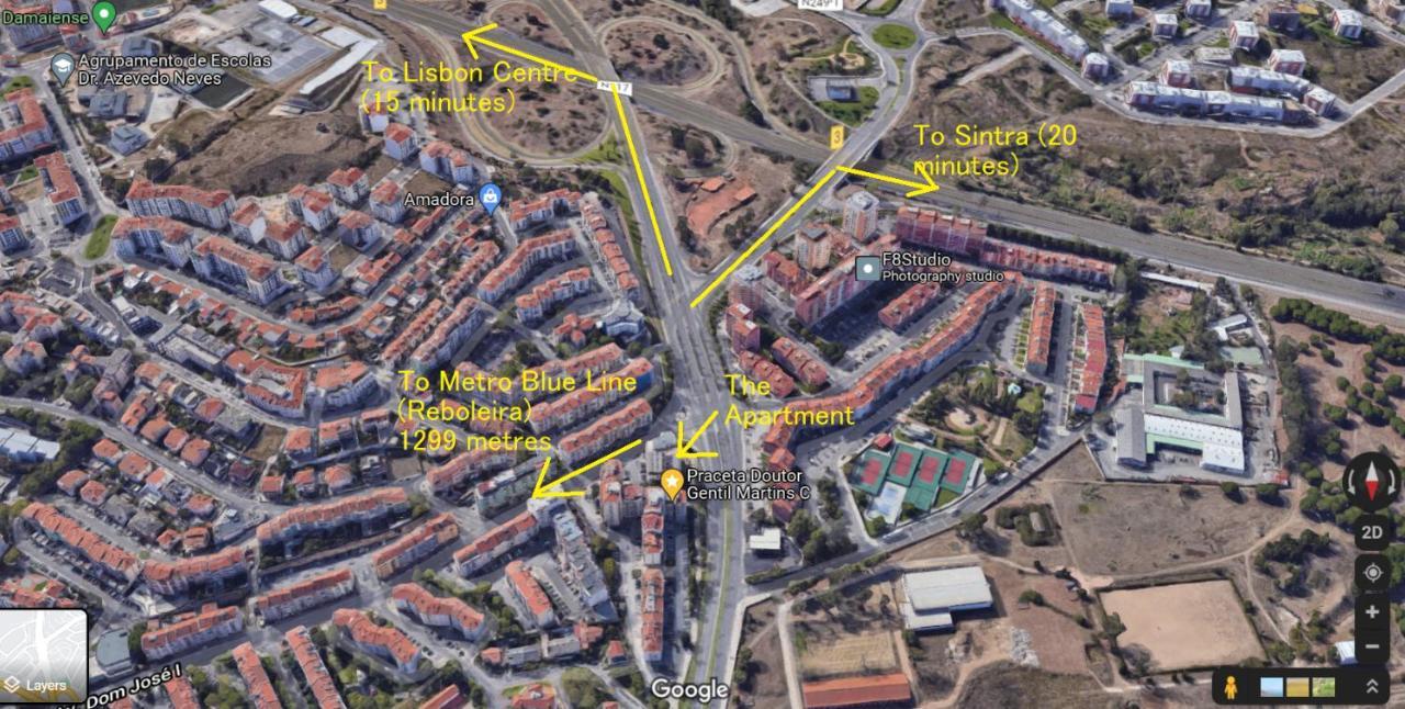 Enjoy Lisbon Cascais Sintra 1200 Metres To Metro Blue Line Sintra Rail Line Free Parking Apartment Amadora Luaran gambar
